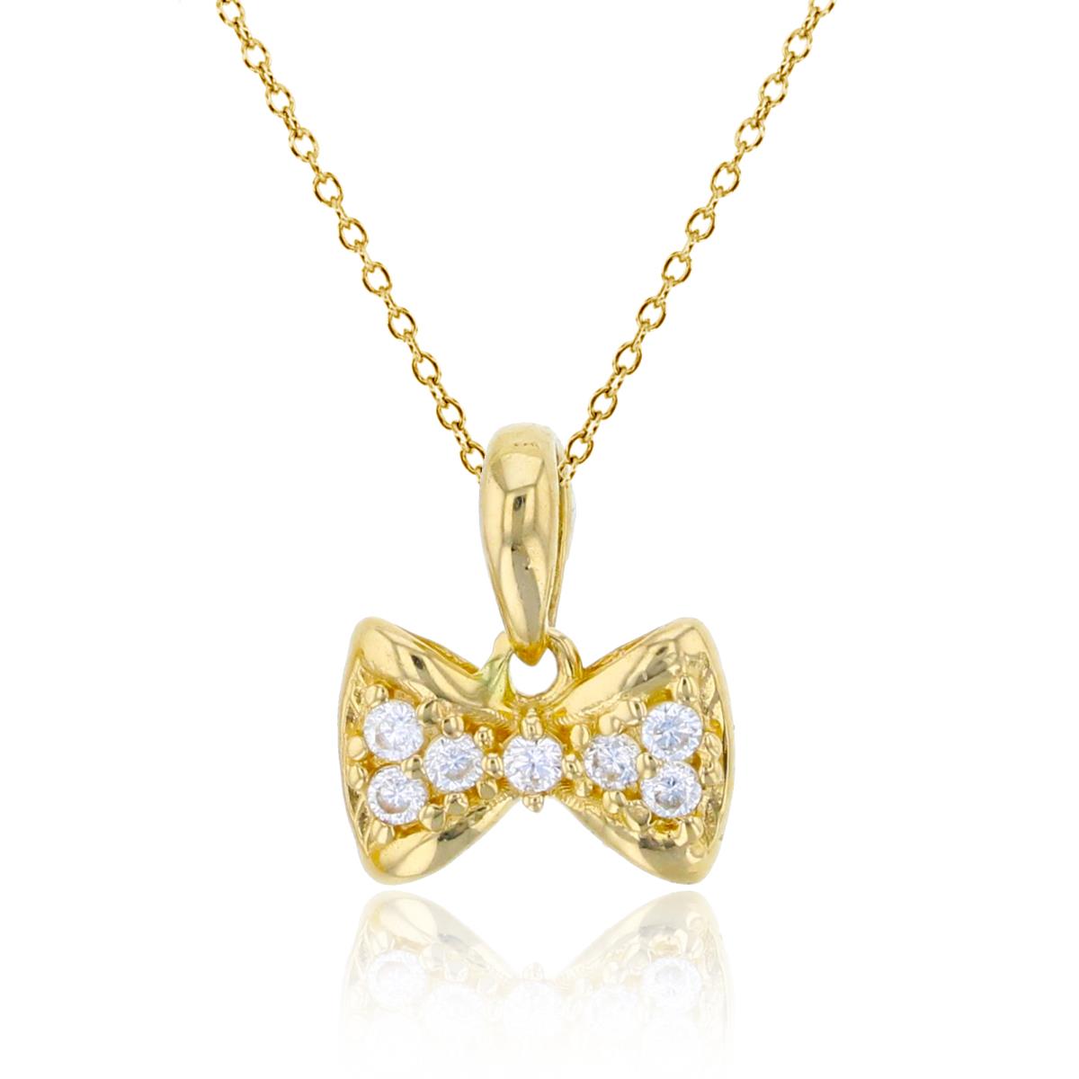 14K Yellow Gold Bow CZ 18" Necklace
