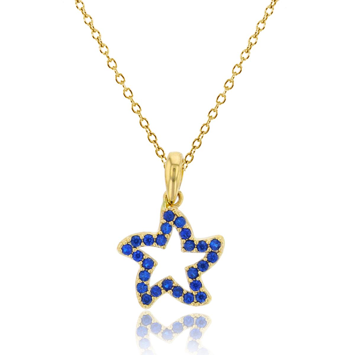 10K Yellow Gold Micropave Sapphire CZ Open Star 18" Necklace