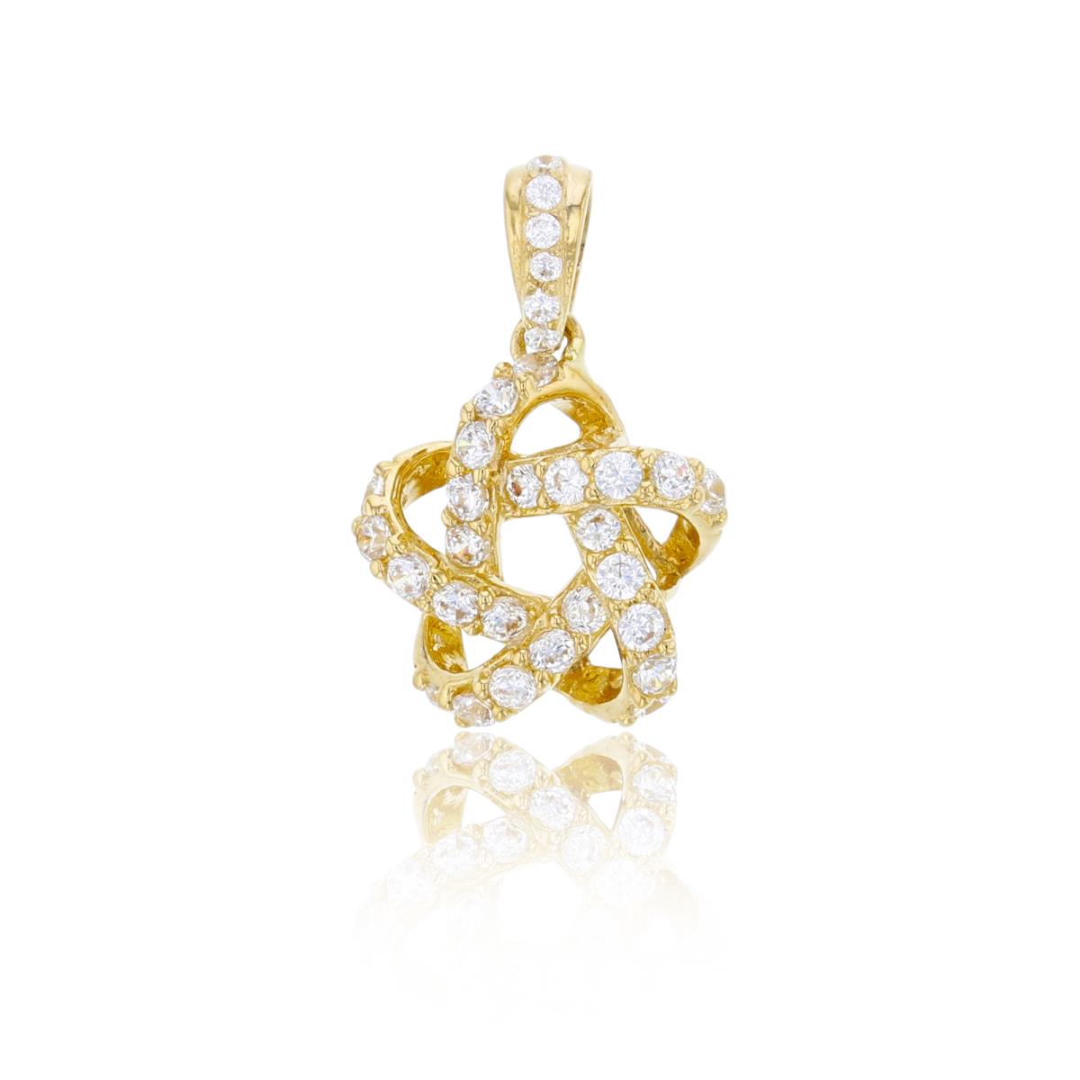10K Yellow Gold 18x11mm Micropave CZ Star Knot Pendant