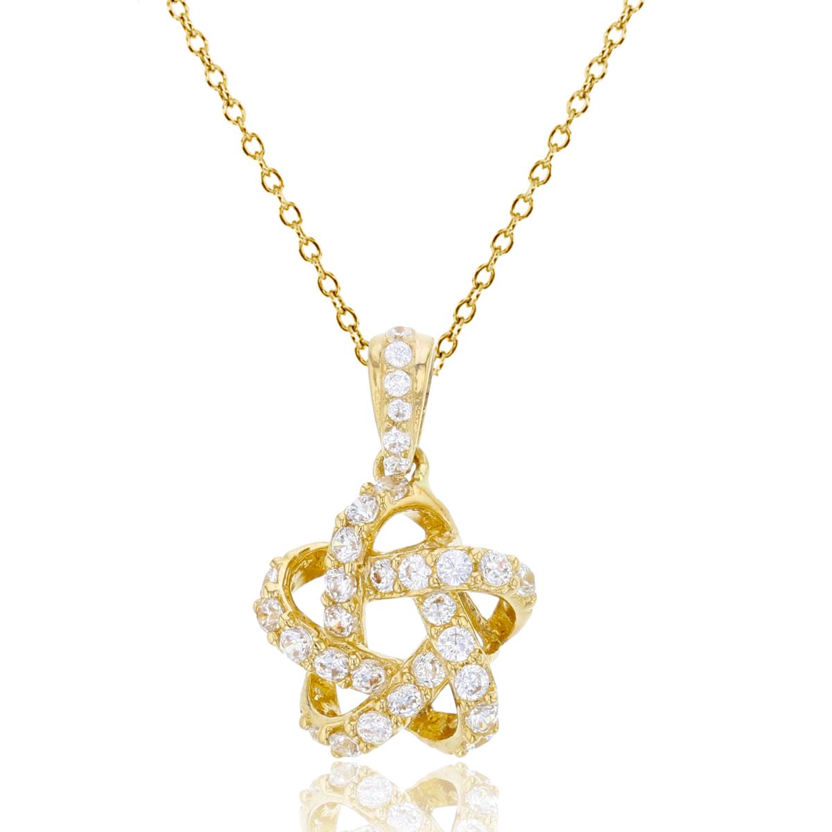 14K Yellow Gold Micropave CZ Star Knot 18" Necklace
