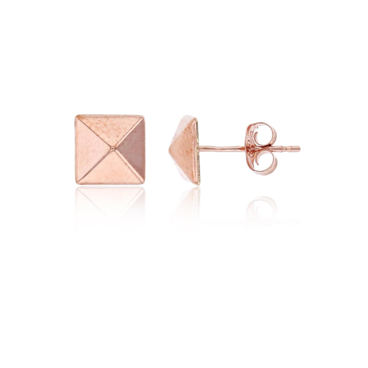 10K Rose Gold 6mm Polished Pyramid Stud Earring
