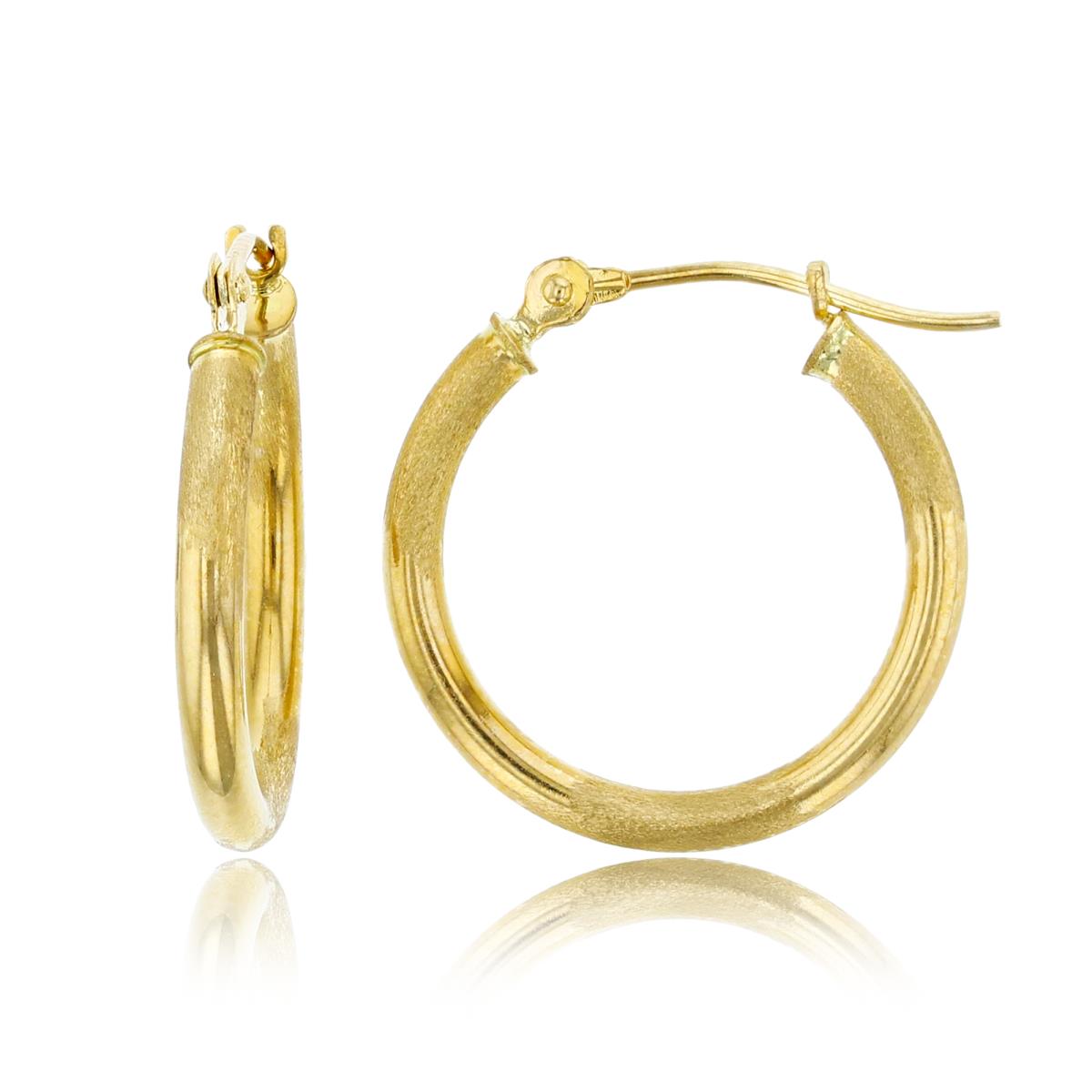 10K Yellow Gold 18x2mm Polished & Satin Rounded Hoop Earring