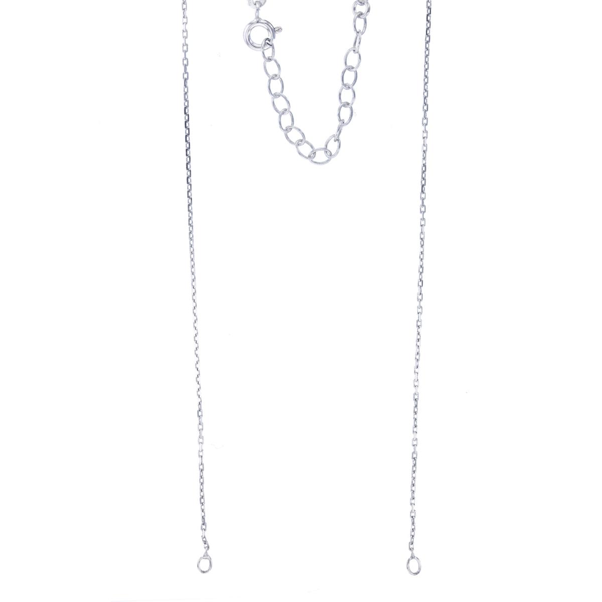 Sterling Silver Rhodium 1.05mm Split DC Cable 16"+2" Extender Chain with Loops (8" Each Side)