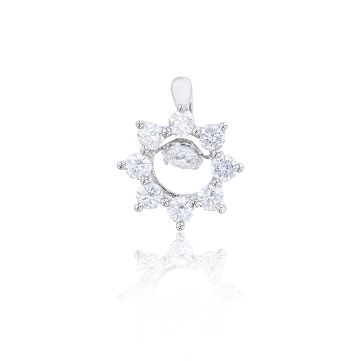 Sterling Silver Rhodium 4mm Rd Cut Twinkle Setting Inside Pave CZ Snowflake Pendant