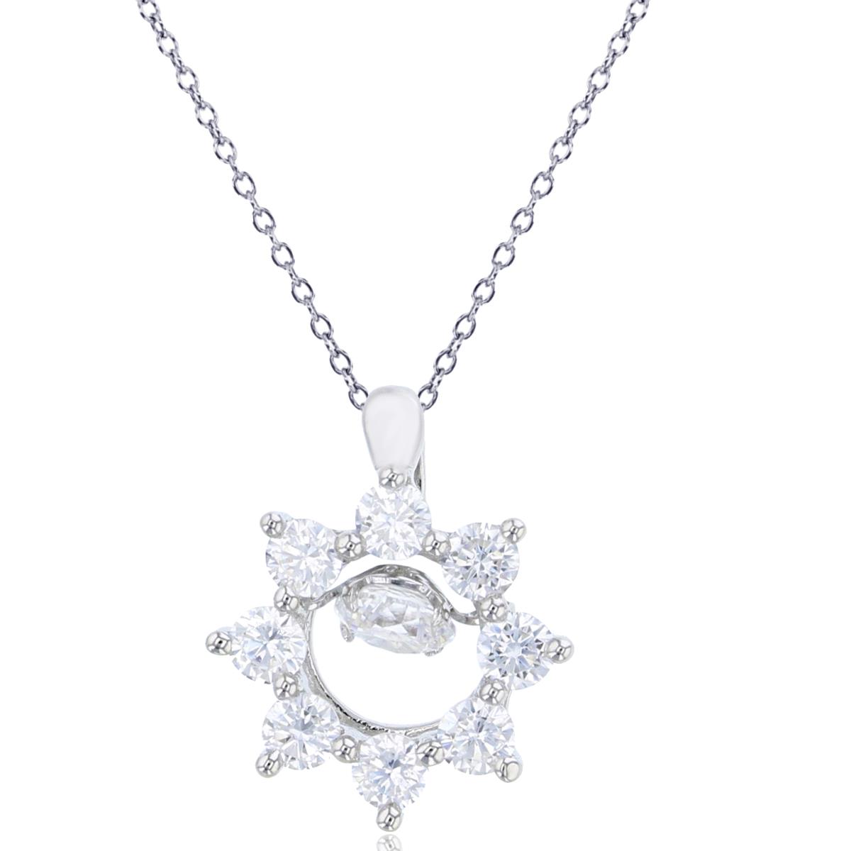 Sterling Silver Rhodium 4mm Rd Cut Twinkle Setting Inside Pave CZ Snowflake 18" Necklace