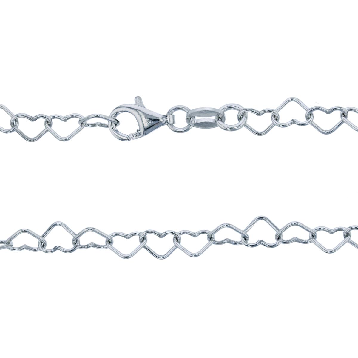 Sterling Silver Silver Plated 4.50mm 20" Heart Interlocking Link Chain