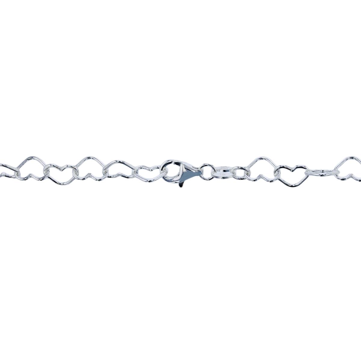 Sterling Silver Silver Plated 5.60mm 20" Heart Interlocking Link Chain