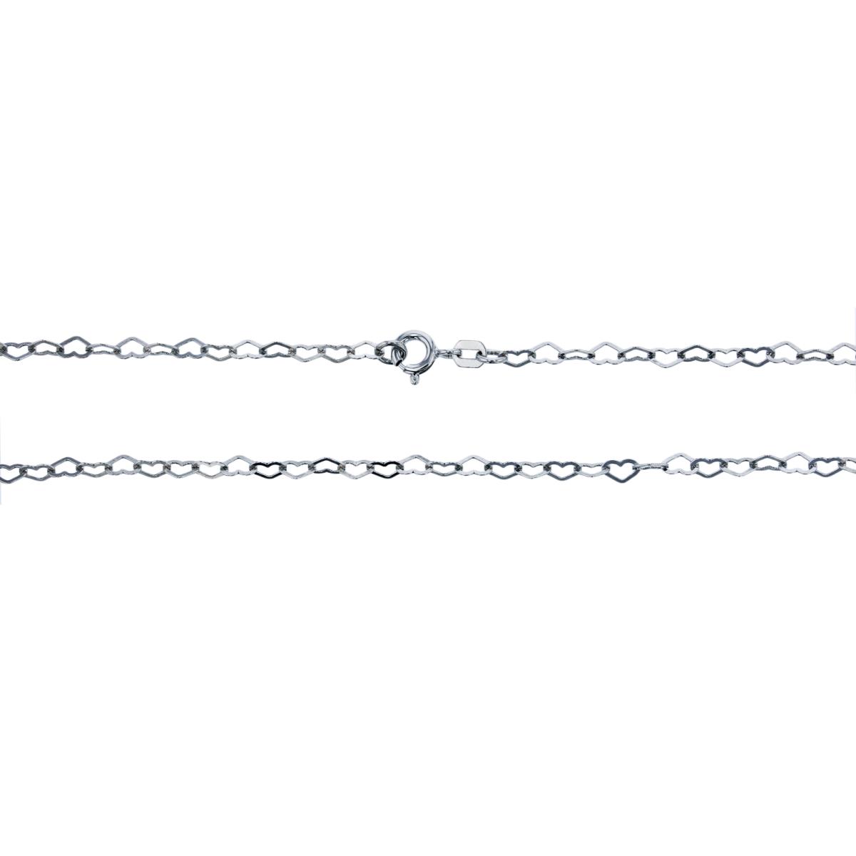 Sterling Silver Silver Plated 3.20mm 20" Flat Heart Interlocking Link Chain