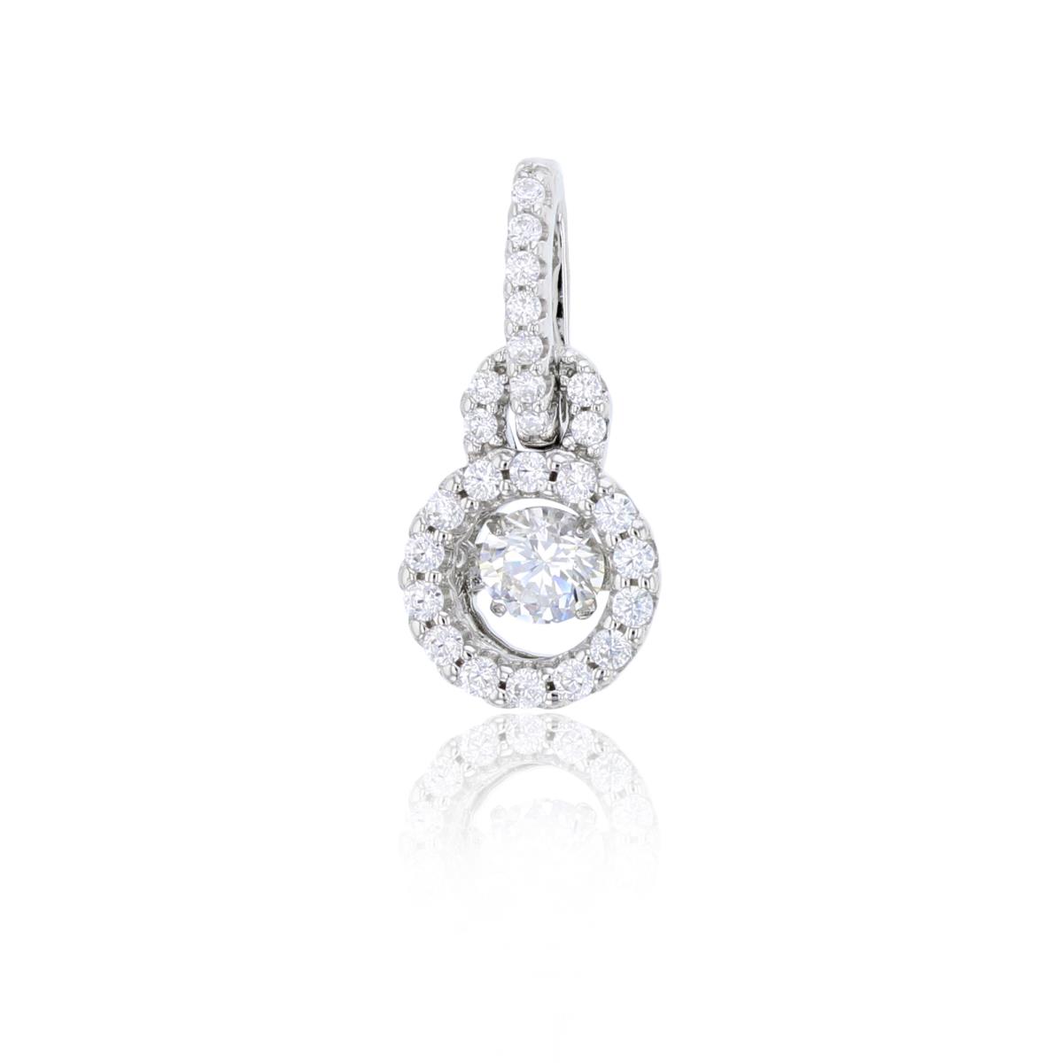 Sterling Silver Rhodium 4mm Rd Cut Twinkle Setting Inside Micropave CZ Circle Lock Pendant