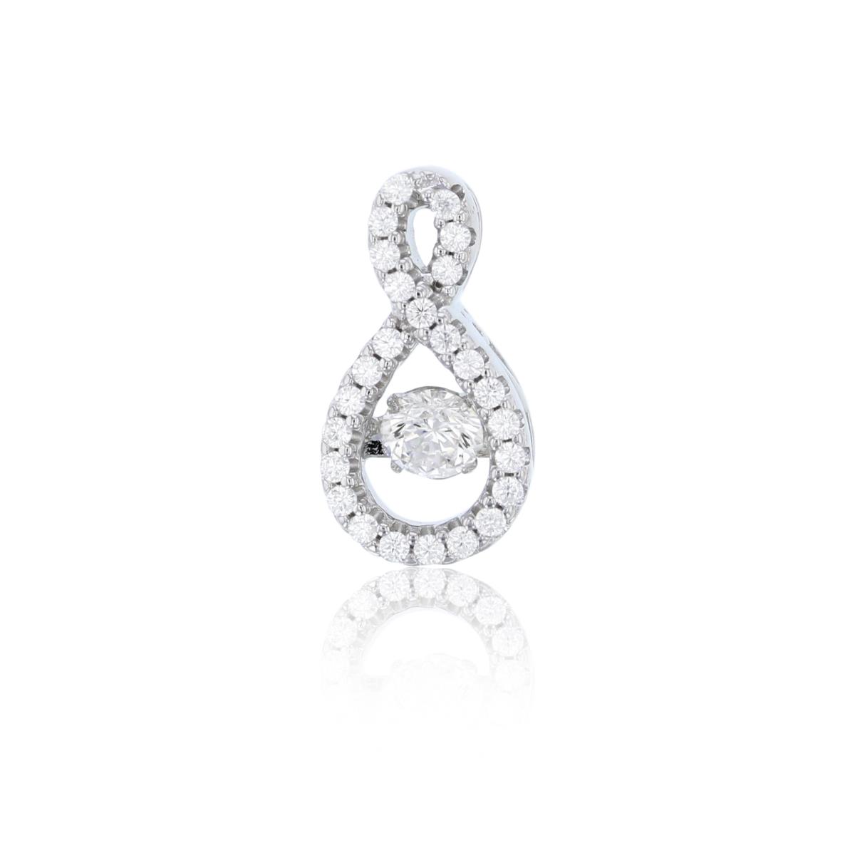 Sterling Silver Rhodium 4mm Rd Cut Twinkle Setting Micropave CZ Infinity Pendant