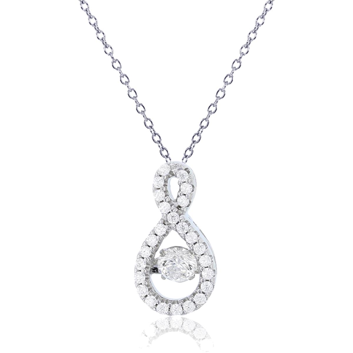 Sterling Silver Rhodium 4mm Rd Cut Twinkle Setting Micropave CZ Infinity 18" Necklace