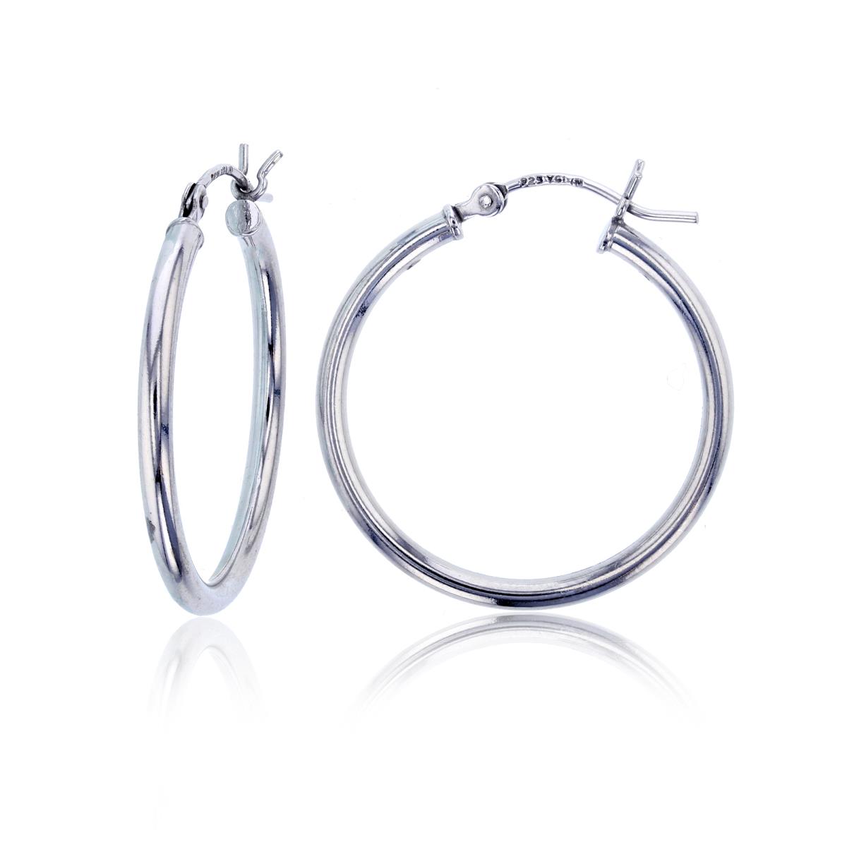 Sterling Silver Silver Plated E-Coated Polished 2X25MM Hoop