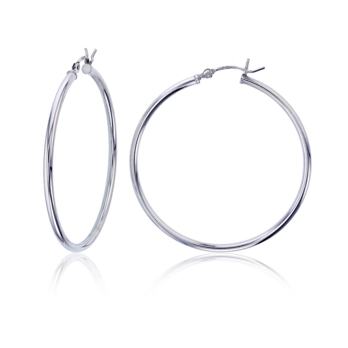 Sterling Silver Silver Plated E-Coated Polished 2X40MM Hoop