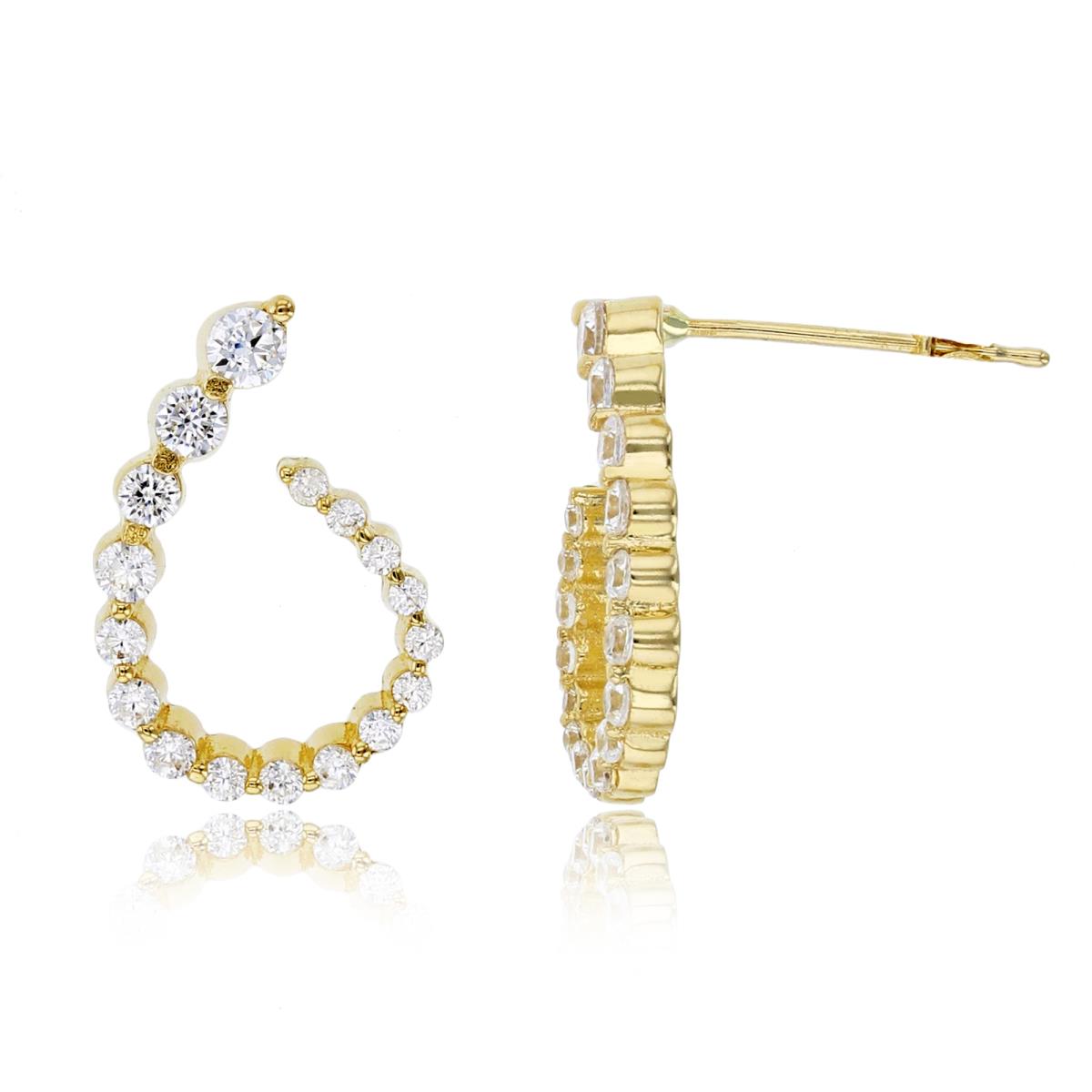 10K Yellow Gold 14x10mm Graduated Rd CZ Open Teardrop Drop Earring (No Back)