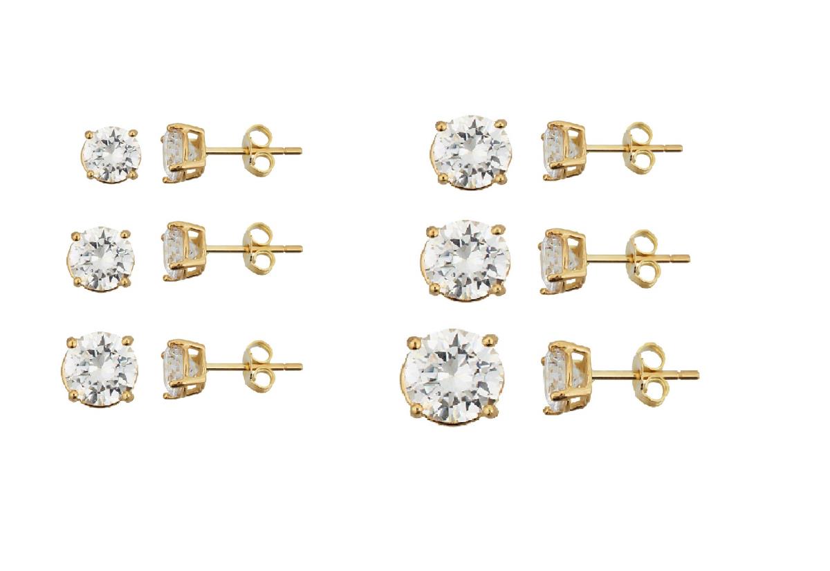 Sterling Silver Yellow 5mm;6mm;7mm;8mm;9mm;10mm Rd CZ Stud Set Kit