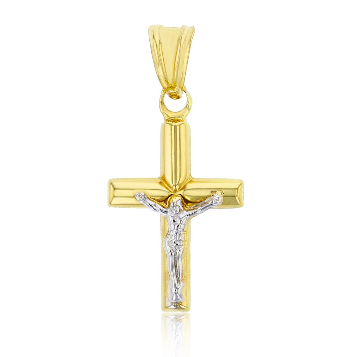 14K Two-Tone Gold 30x14mm Polished Crucifix Cross Pendant