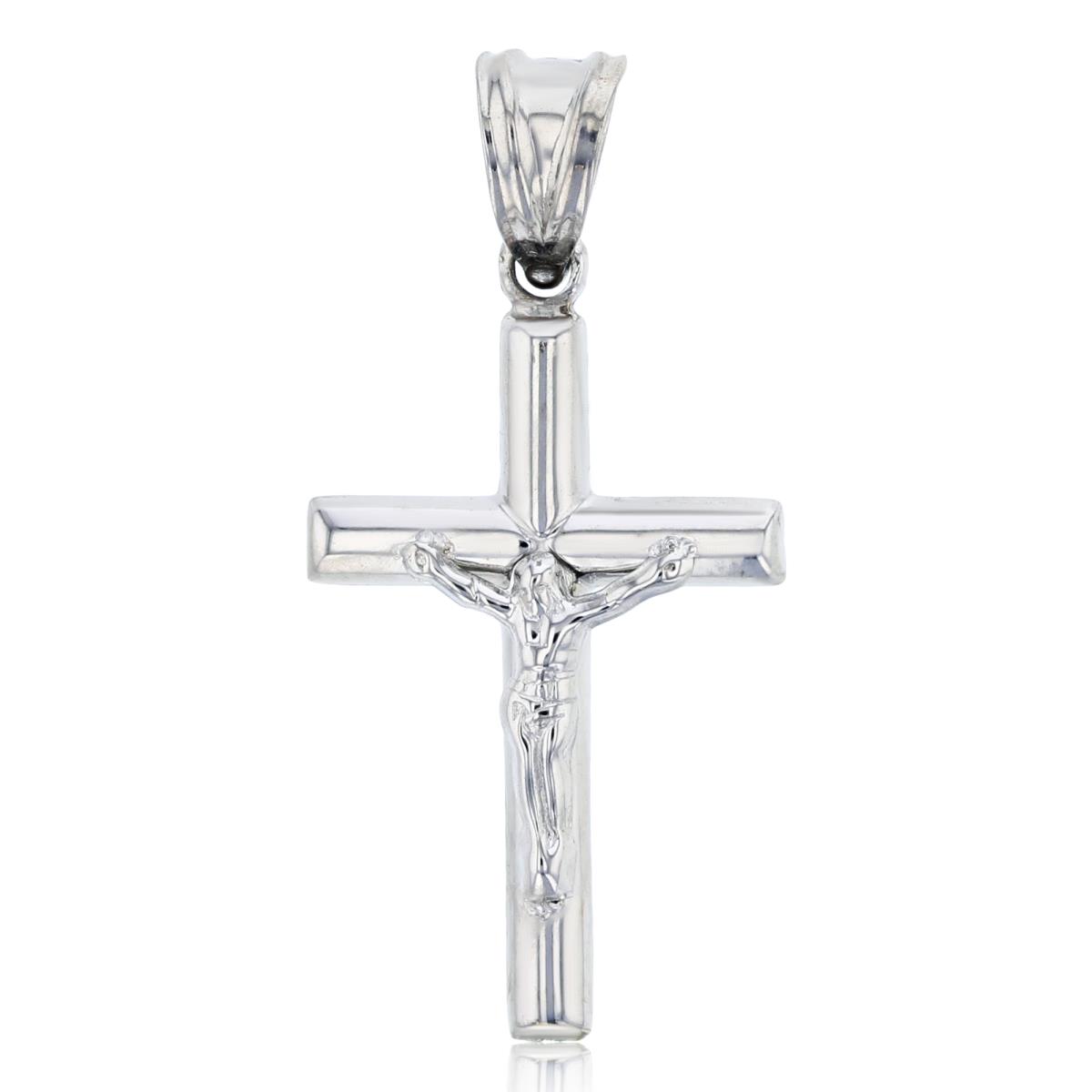 14K White Gold 32x15mm Polished Crucifix Cross Pendant