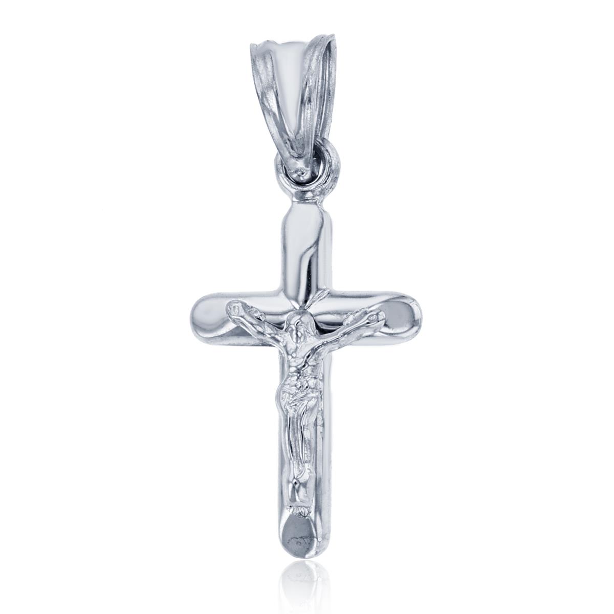 14K White Gold 30x13mm Polished Crucifix Cross Flat Edges Pendant