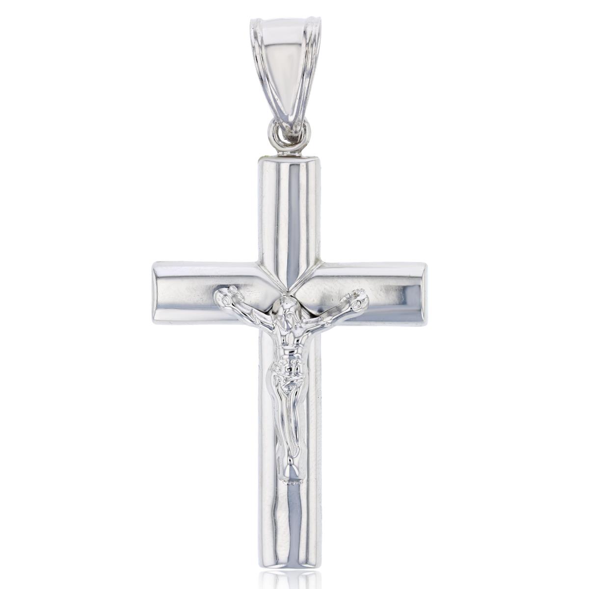14K White Gold 62x30mm High Polished Crucifix Cross Pendant