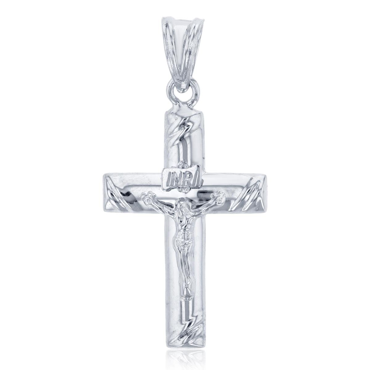 14K White Gold 37x18mm Polished Crucifix Cross Pendant