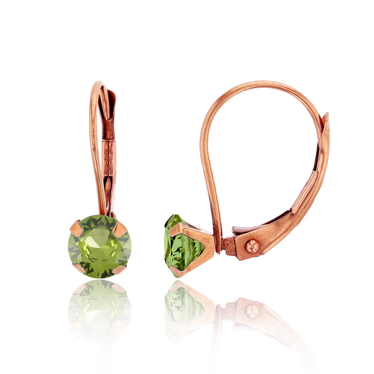 Sterling Silver Rose 6.00mm Round Peridot Martini Leverback Earring