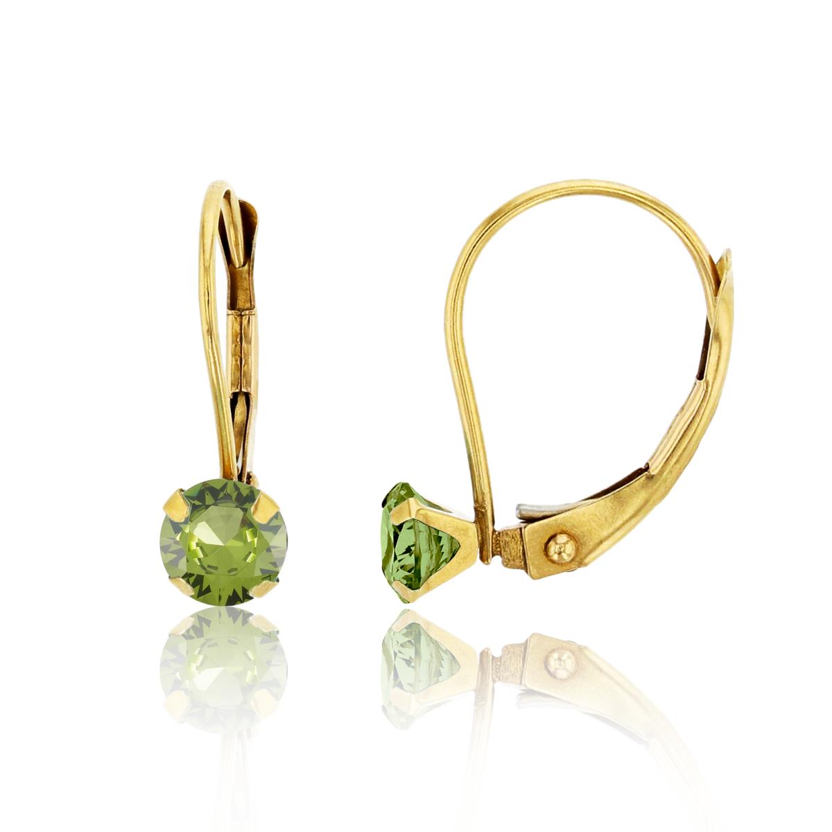 Sterling Silver Yellow 6.00mm Round Peridot Martini Leverback Earring