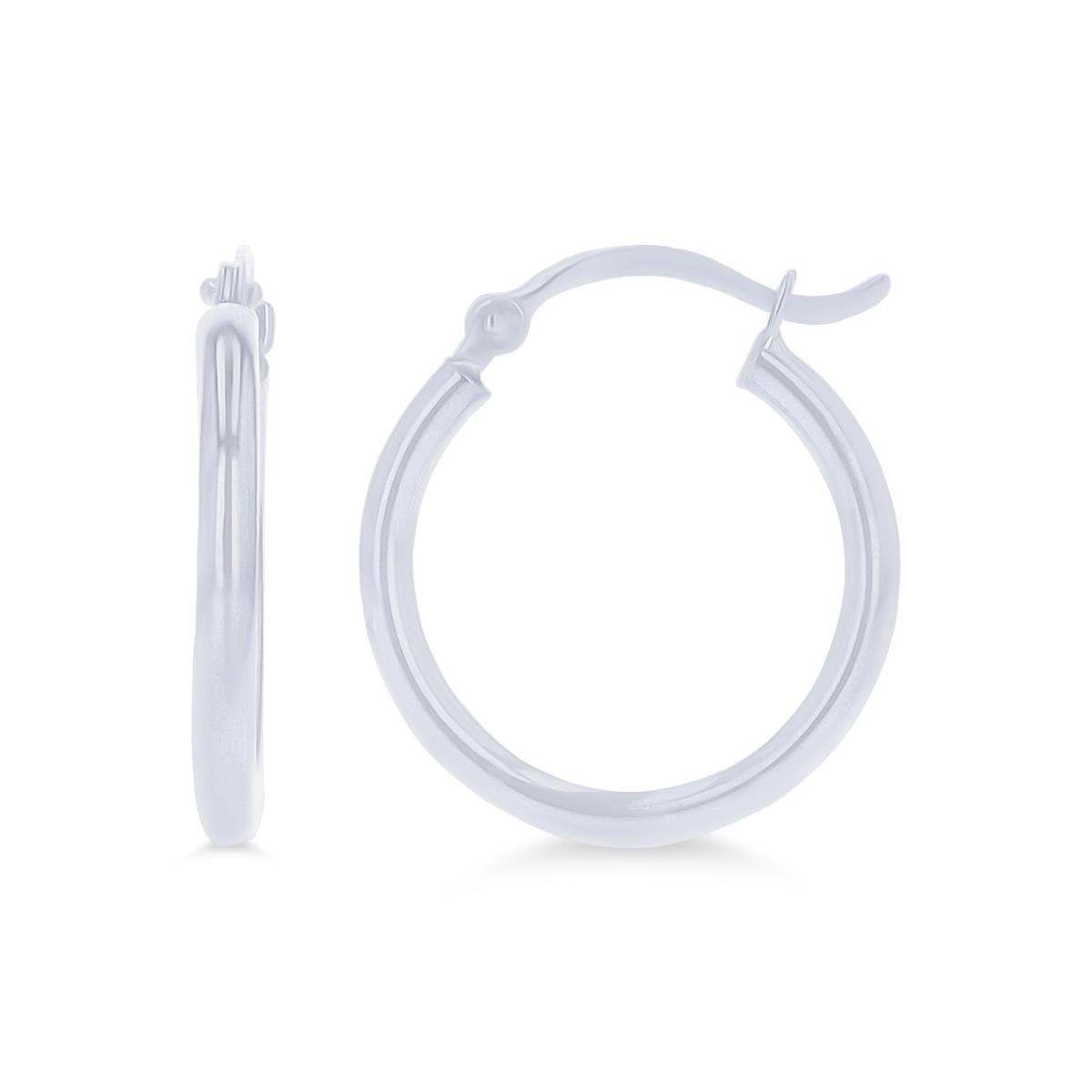 14K White Gold 2x15MM Polished Hoop Earring
