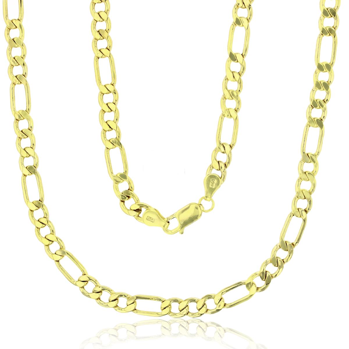 14K Yellow Gold 6.00mm 24" Hollow Figaro 150 Chain