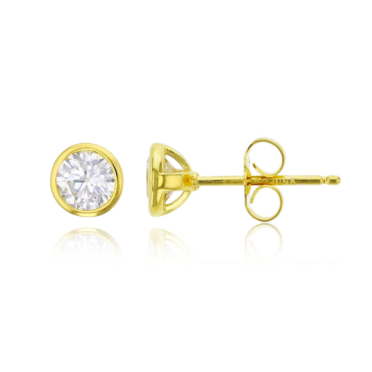 Sterling Silver Yellow 5mm Round Cut CZ Bezel Solitaire Stud Earring