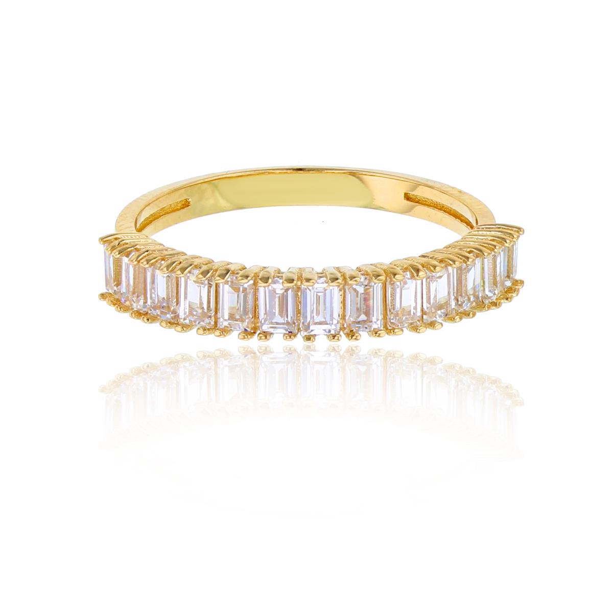 14K Yellow Gold Paved Baguette CZ Front Fashion Ring