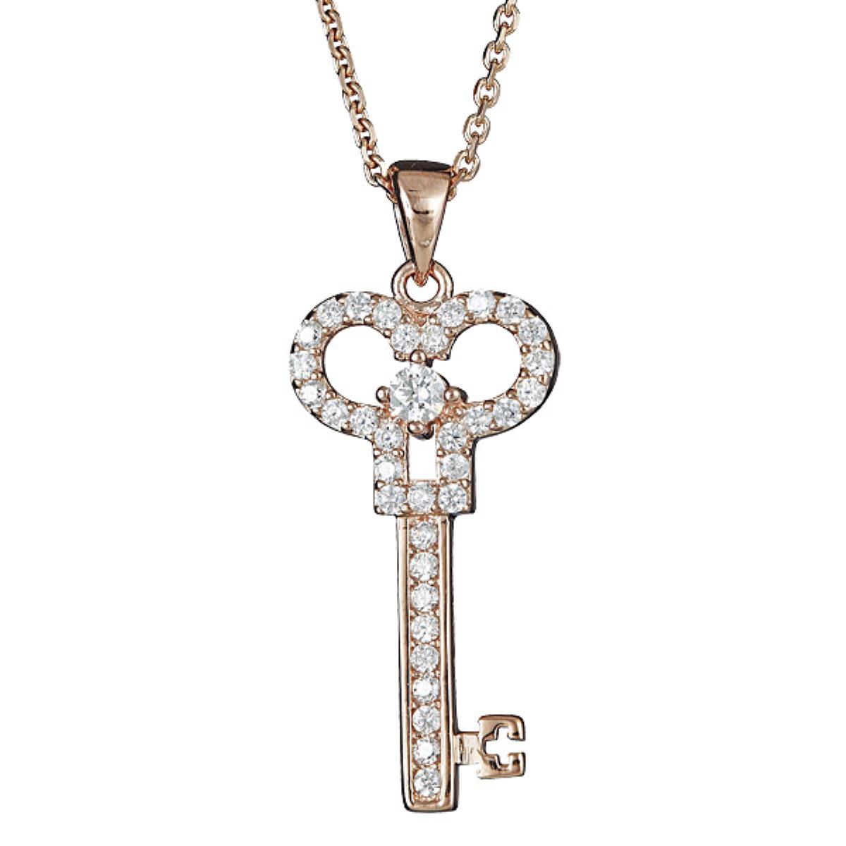 Sterling Silver Rose Key 18" Necklace
