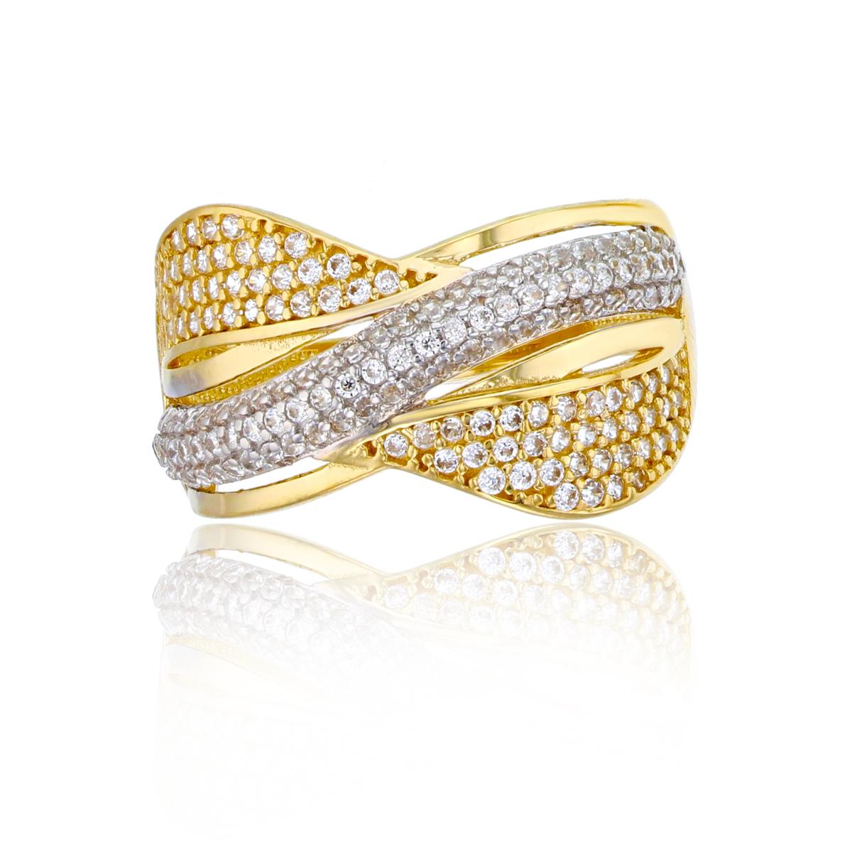 14K Two-Tone Gold Micropave Overlapping Fashion Ring