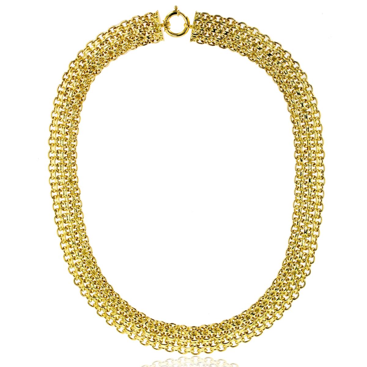 14K Yellow Gold 17.20mm Multi-Row Interlocking 20" Link Necklace