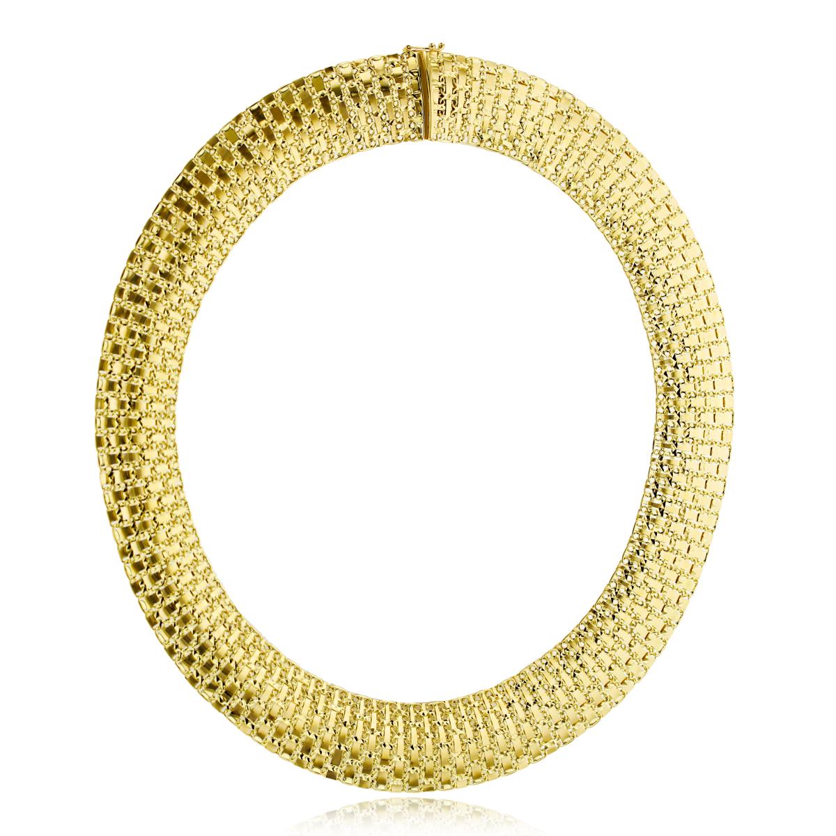 14K Yellow Gold 22.30mm Polished & DC 22" Weave Necklace