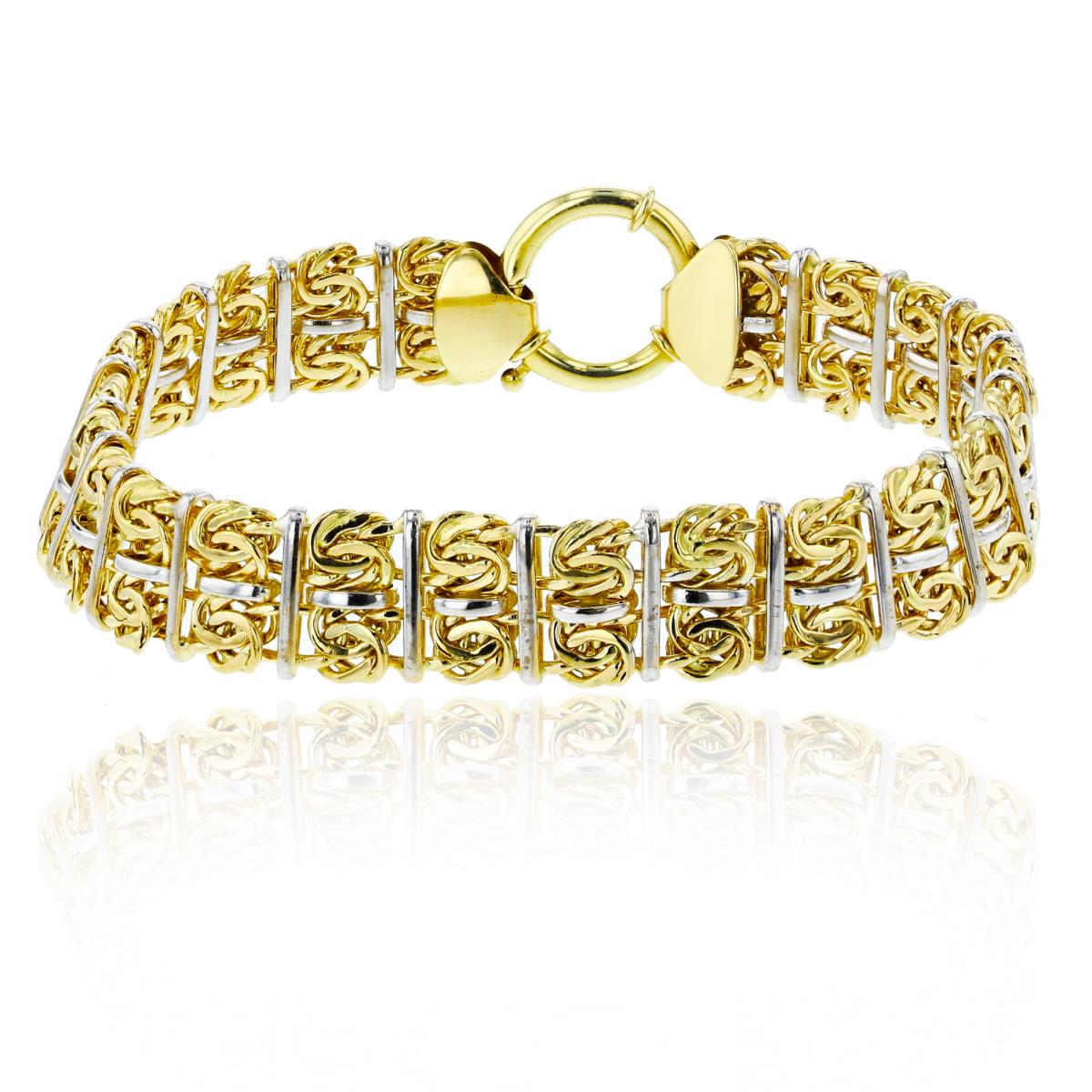 10K Two-Tone Gold 11.50mm 8" Segmented Byzantine Bracelet