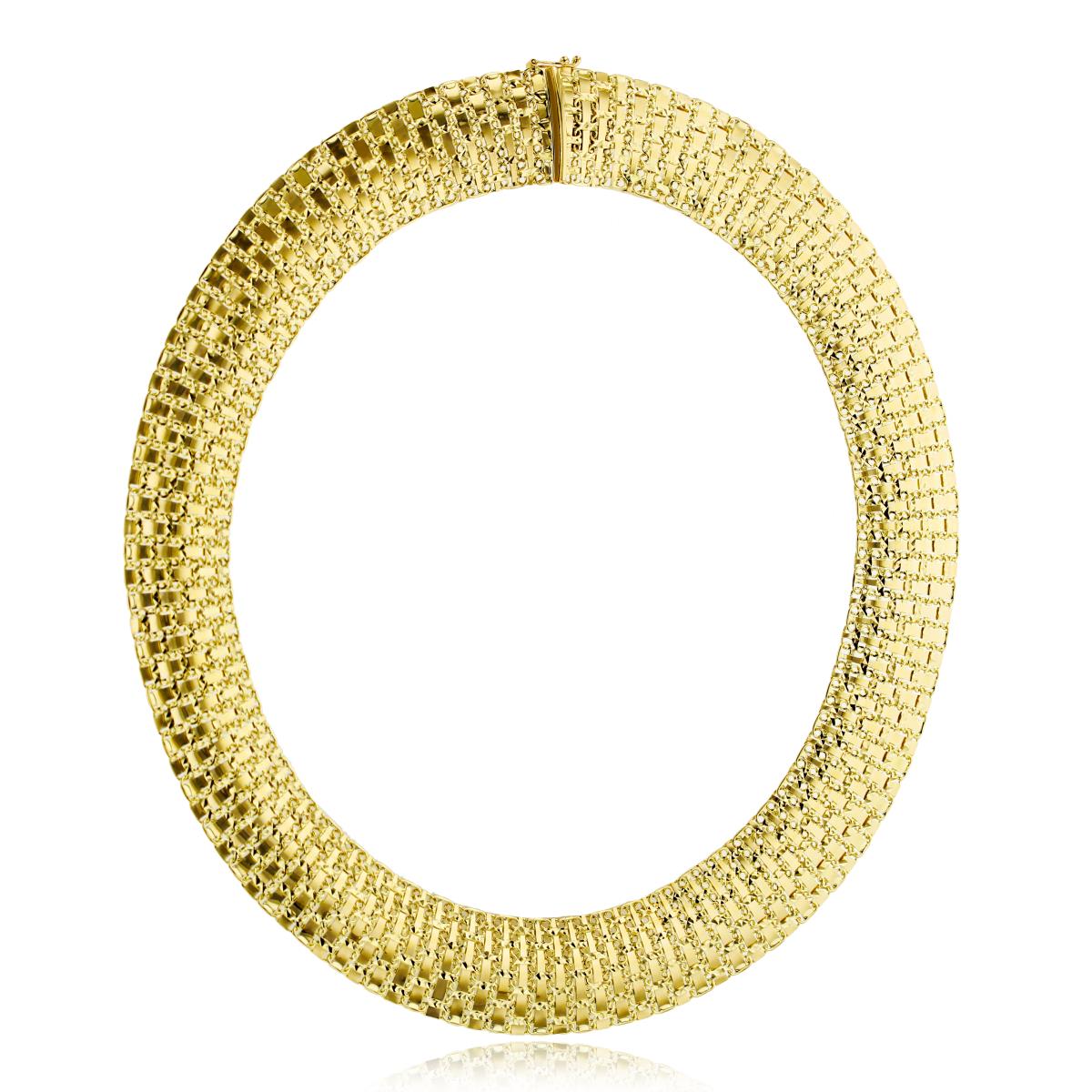 10K Yellow Gold 22.30mm Polished & DC 22" Weave Necklace