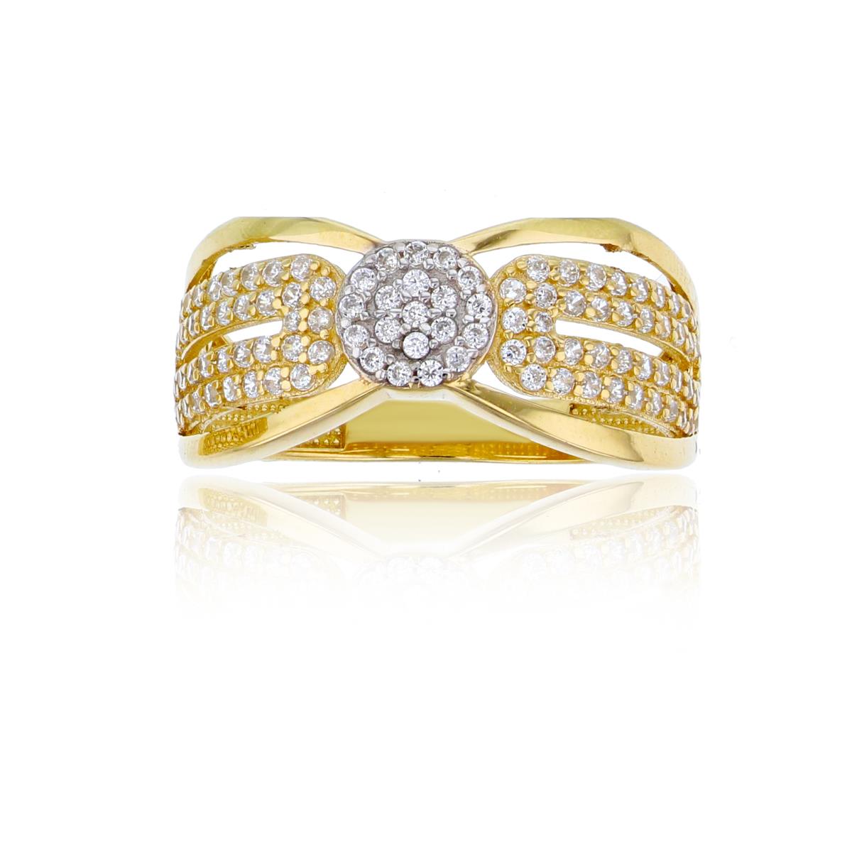 10K Two-Tone Gold Micropave Pinched Fashion Ring