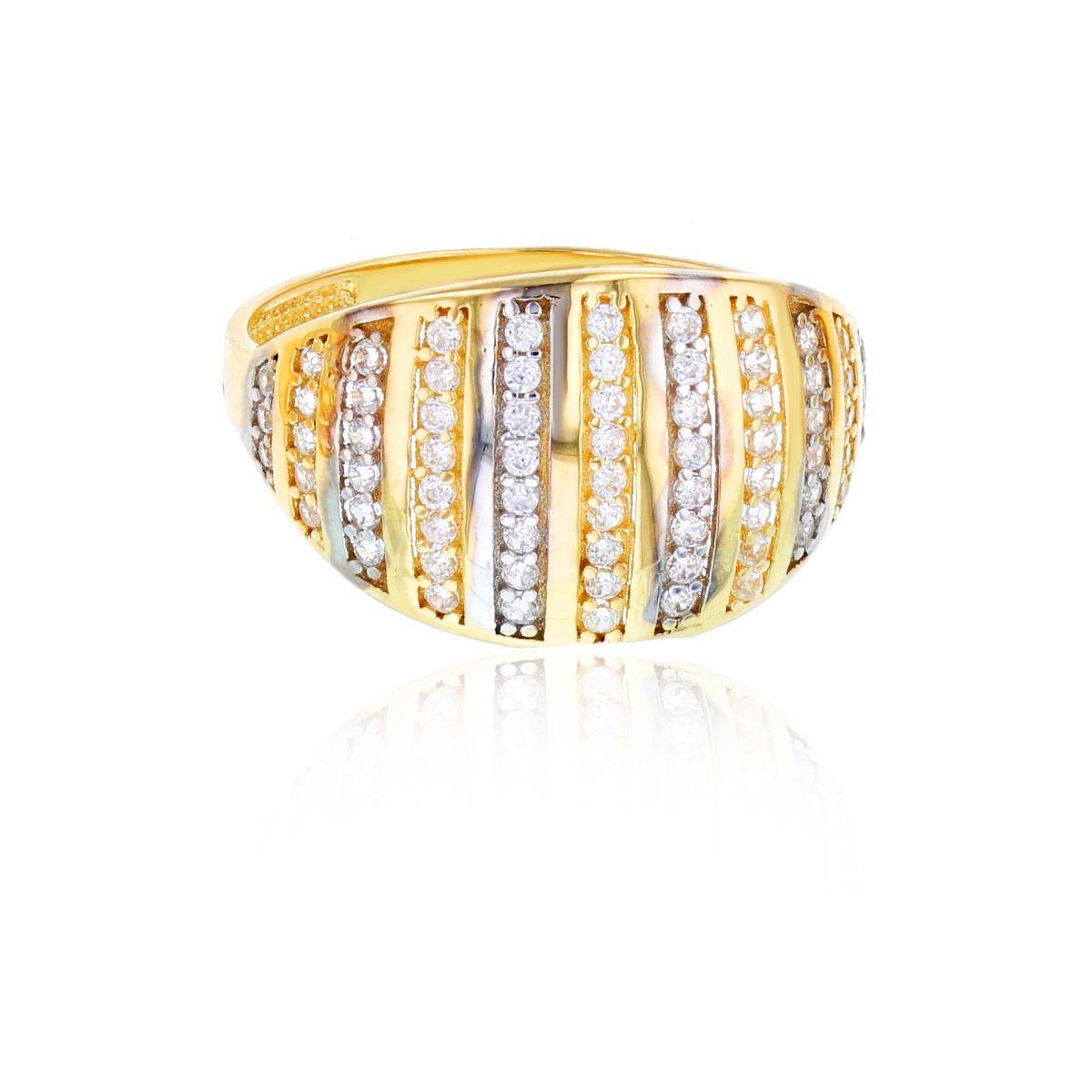 10K Yellow Gold Vertical Lines CZ Fashion Ring
