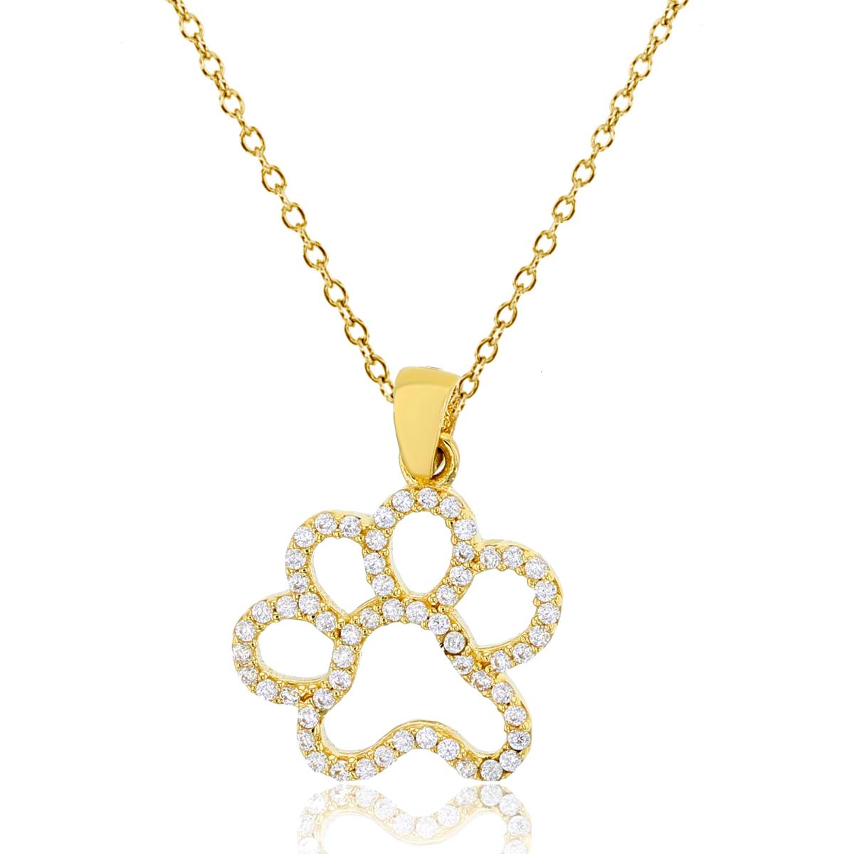 14K Yellow Gold Micropave Paw 18" Necklace
