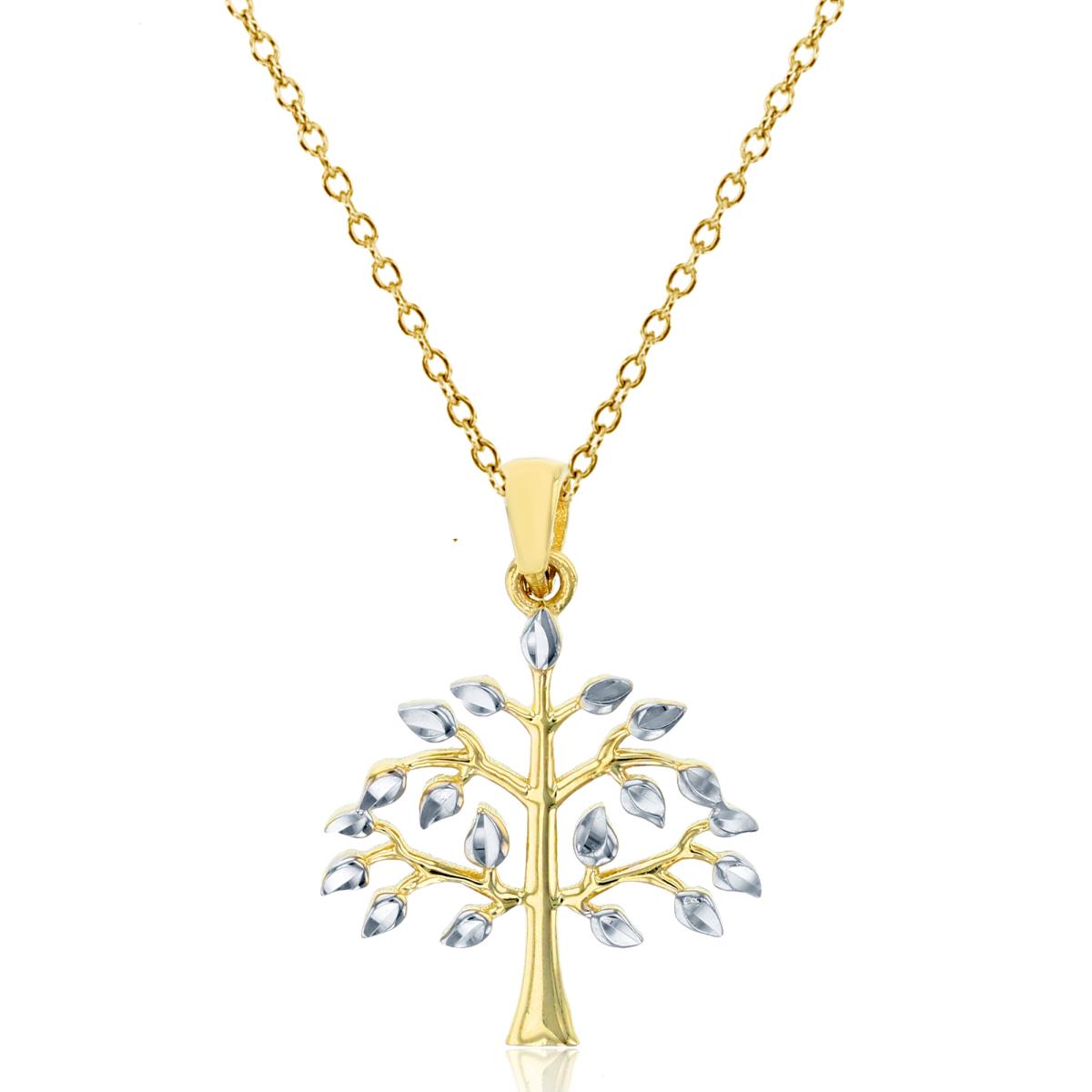 14K Two-Tone Gold Polished Tree Of Life 18" Necklace