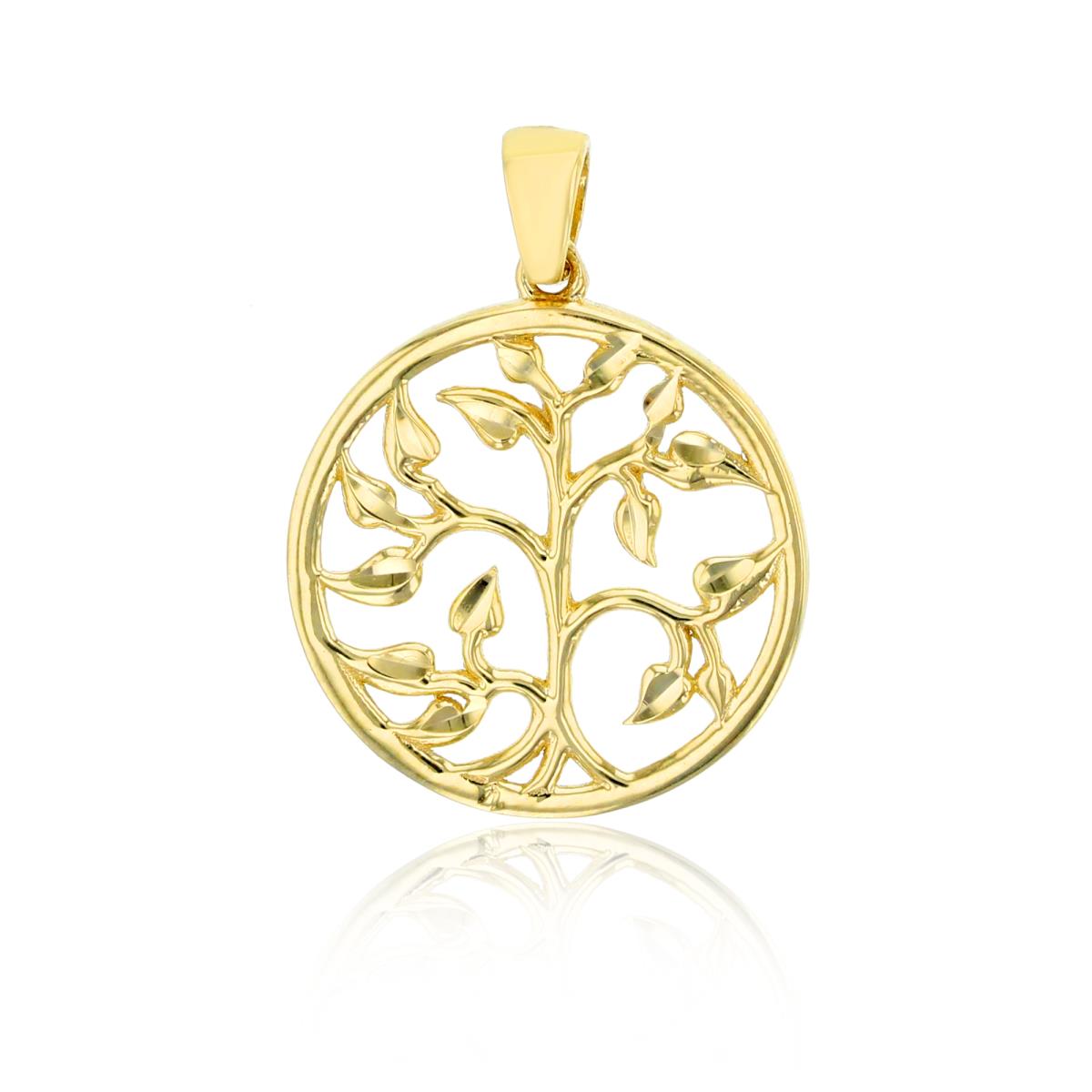 10K Yellow Gold Polished & DC Tree Of Life Pendant