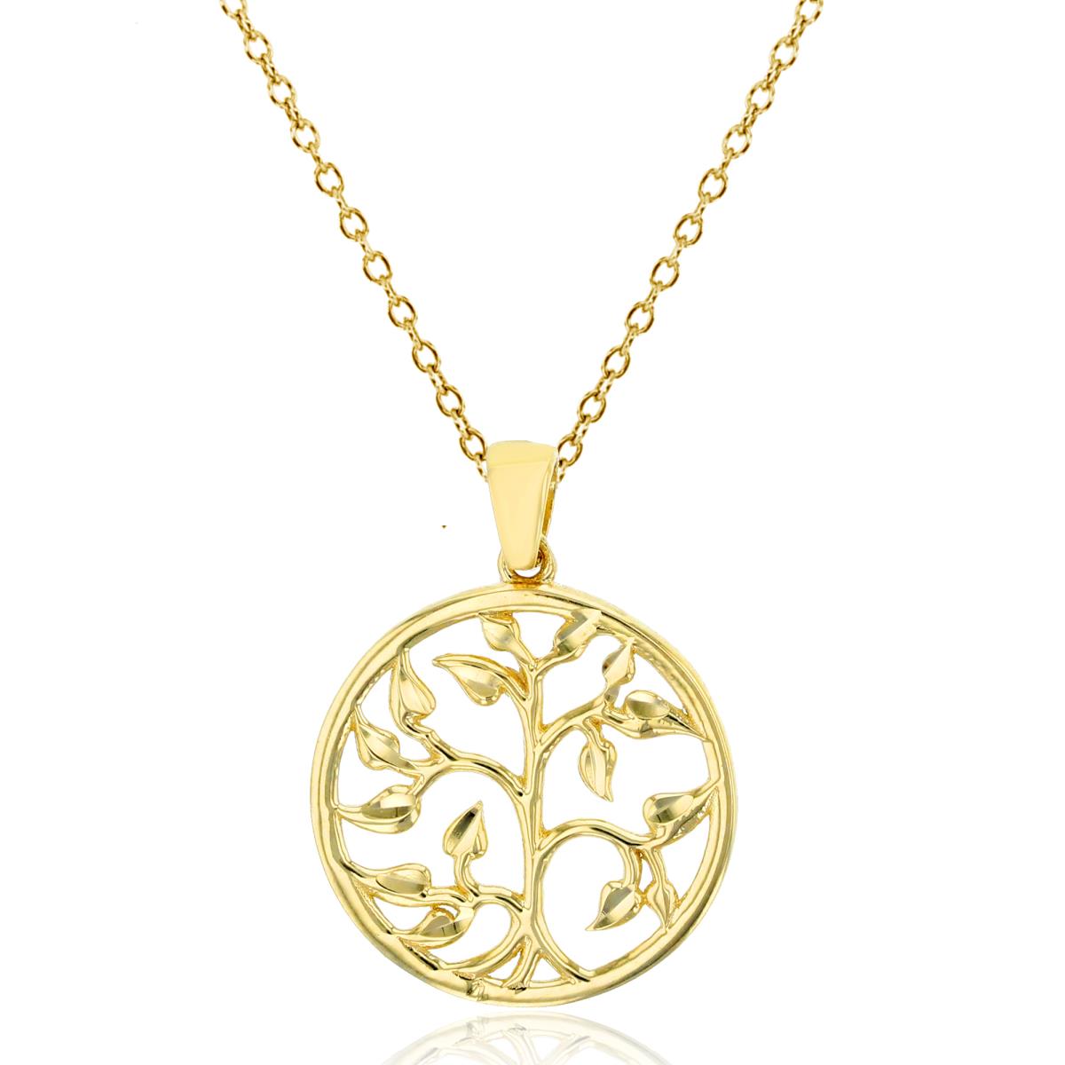 14K Yellow Gold Polished & DC Tree Of Life 18" Necklace