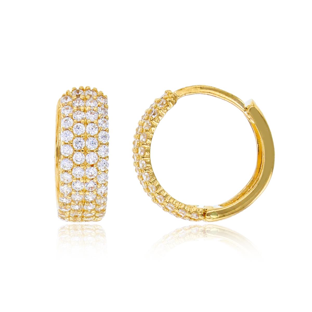 10K Yellow Gold 14x5mm Micropave CZ Huggie Earring