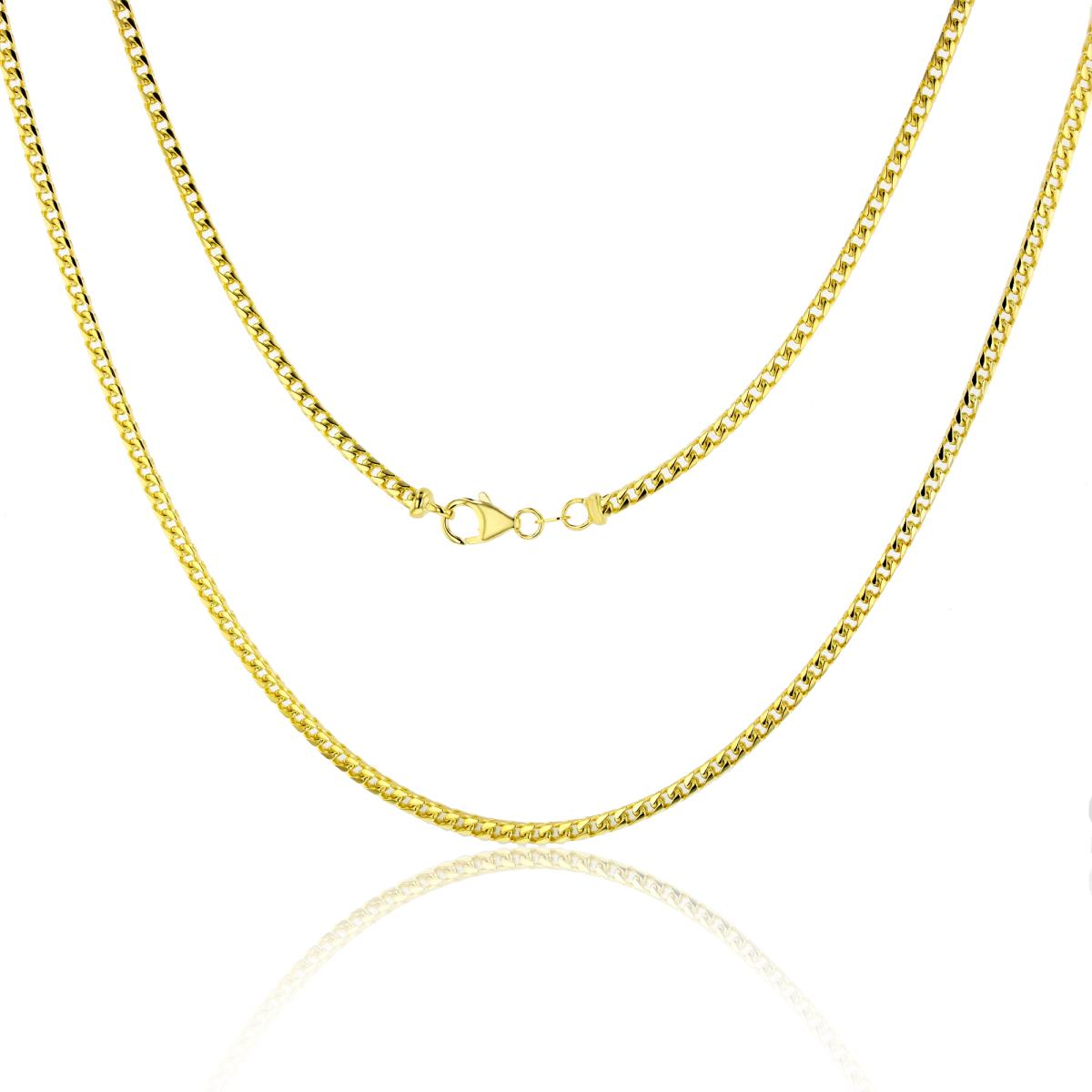 14K Yellow Gold 3.00mm 24" 100 Solid Franco Chain