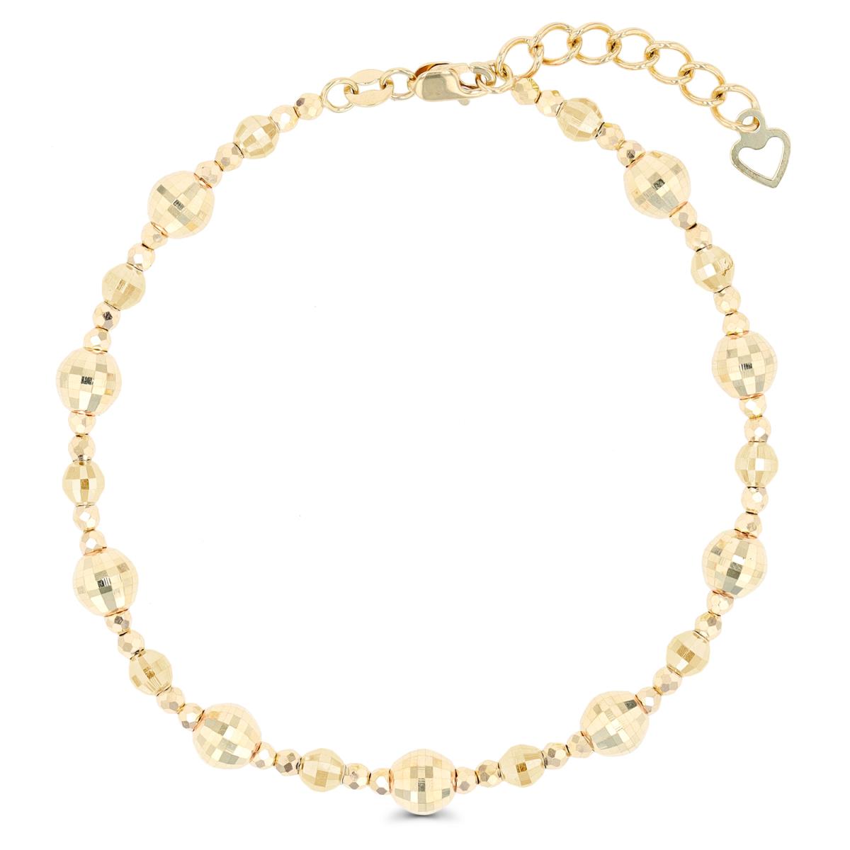 14K Yellow Gold Diamond Cut Beaded 18" Necklace