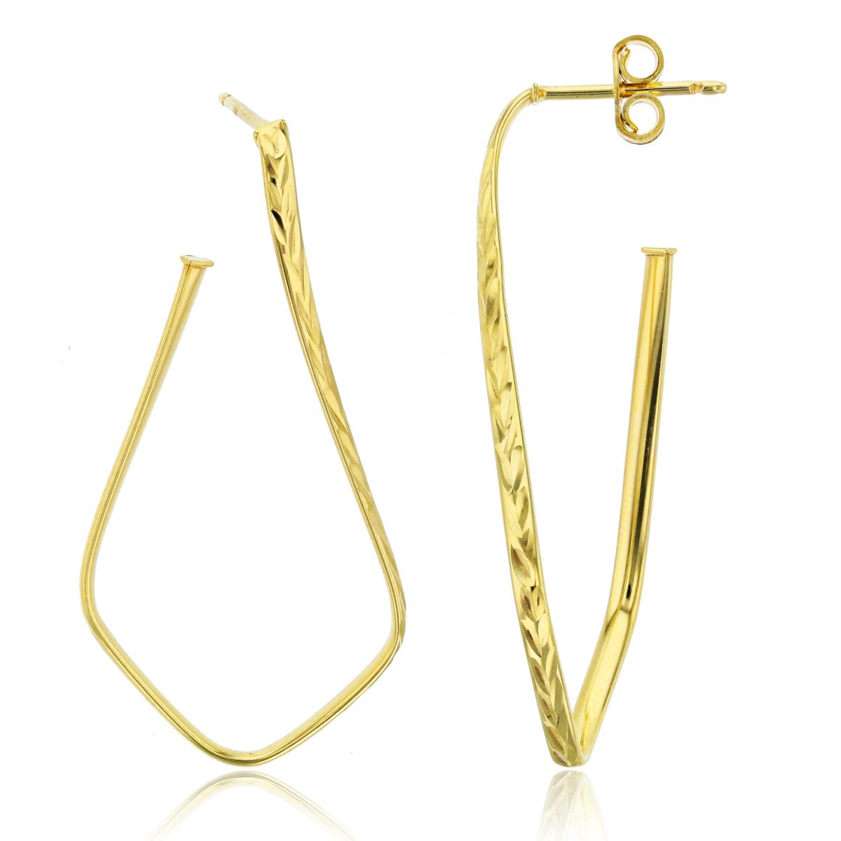 10K Yellow Gold 40x2mm Diamond Cut Twisted Open Hoop Earring