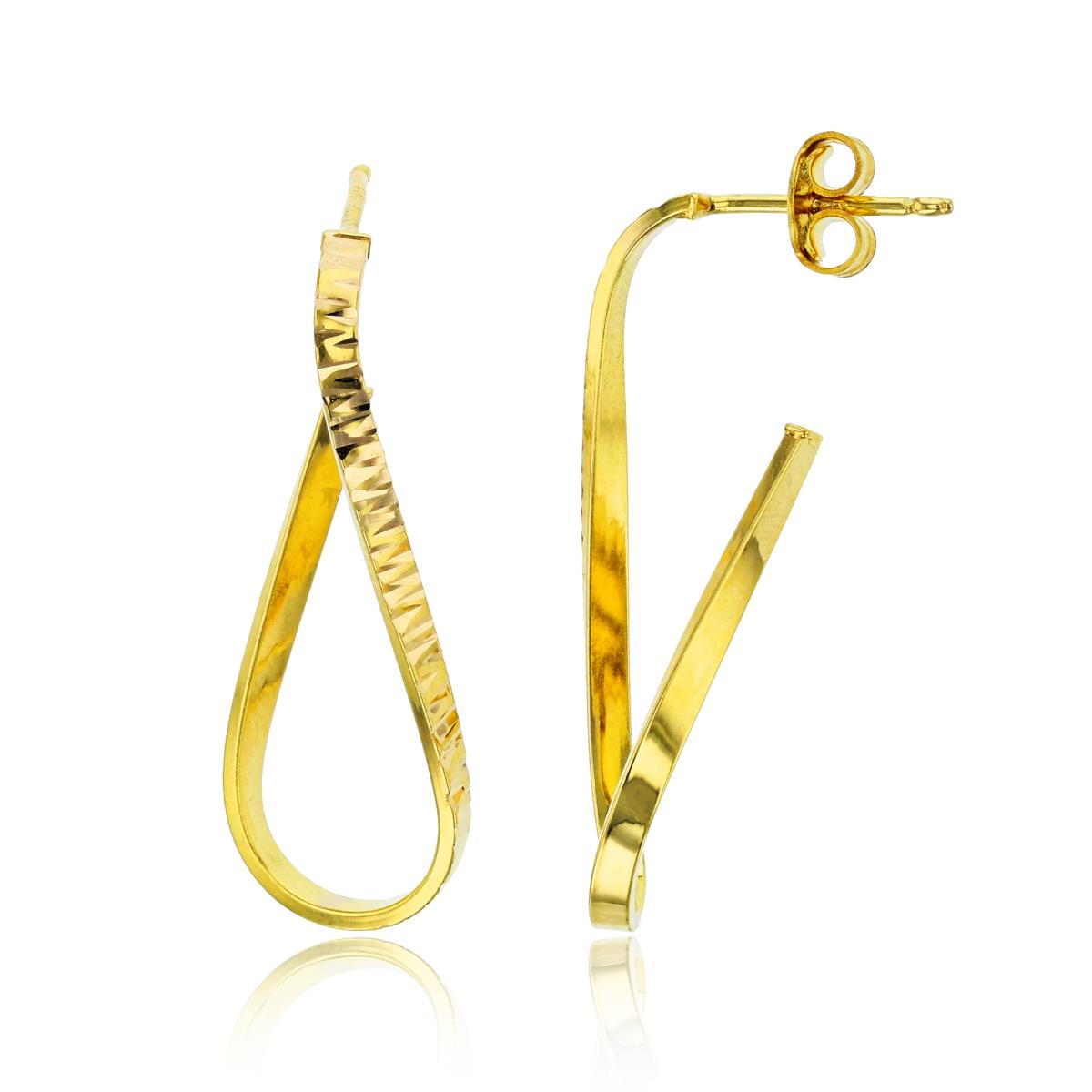 10K Yellow Gold 32x12mm Diamond Cut Infinity Open Hoop Earring