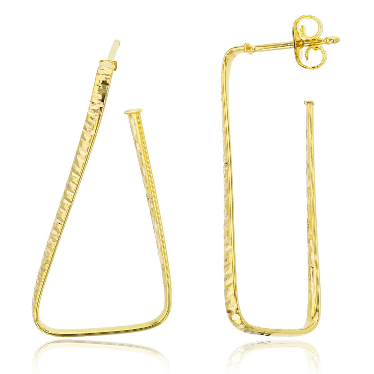 10K Yellow Gold 36x17mm Diamond Cut Open Triangle Dangling Earring