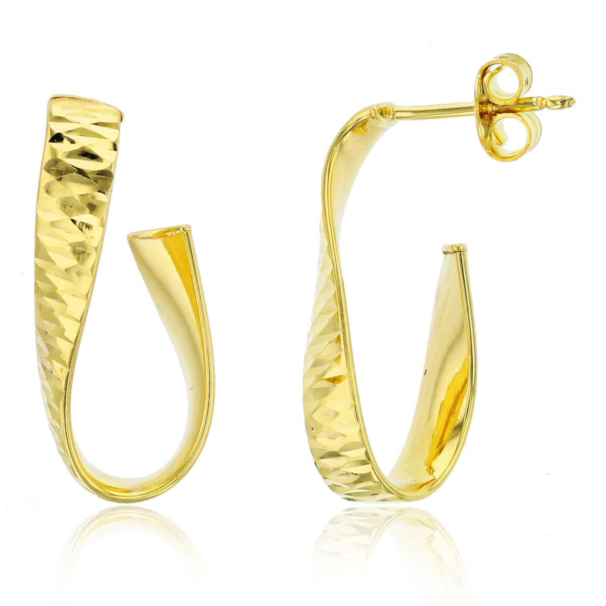 10K Yellow Gold 24x4mm Diamond Cut Twisted Hoop Earring