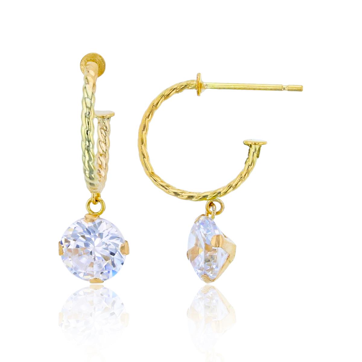 10K Yellow Gold 12mm Rope Half-Hoop with 6mm Rd Martini Drop Earring
